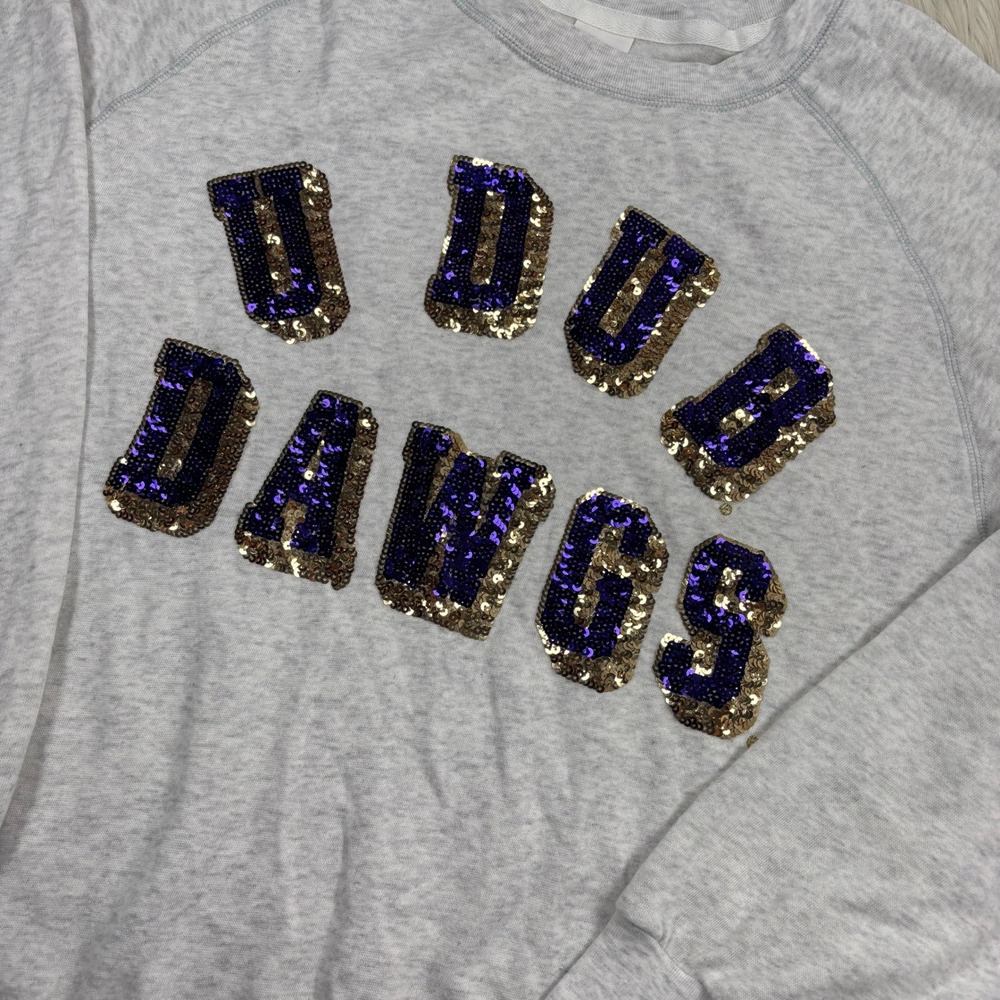 VS Pink Women's M University of Washington U Dub Dawgs Sequin Sweatshirt - Picture 2 of 5